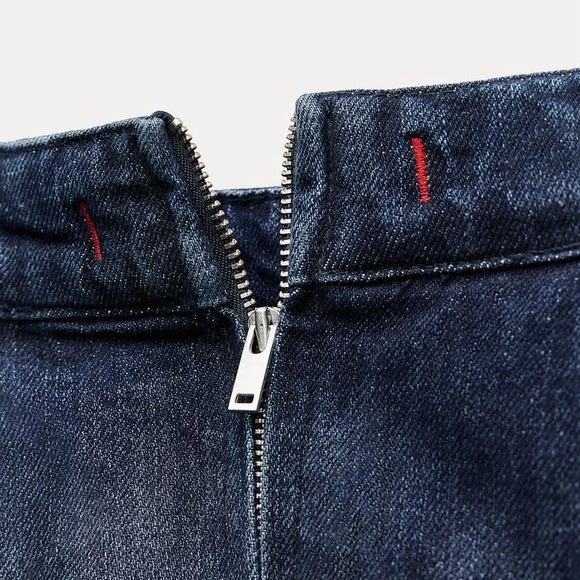 NWT. Zara ZW Collection Blue Laser Print Denim Midi Skirt. Size M. - Picture 10 of 14